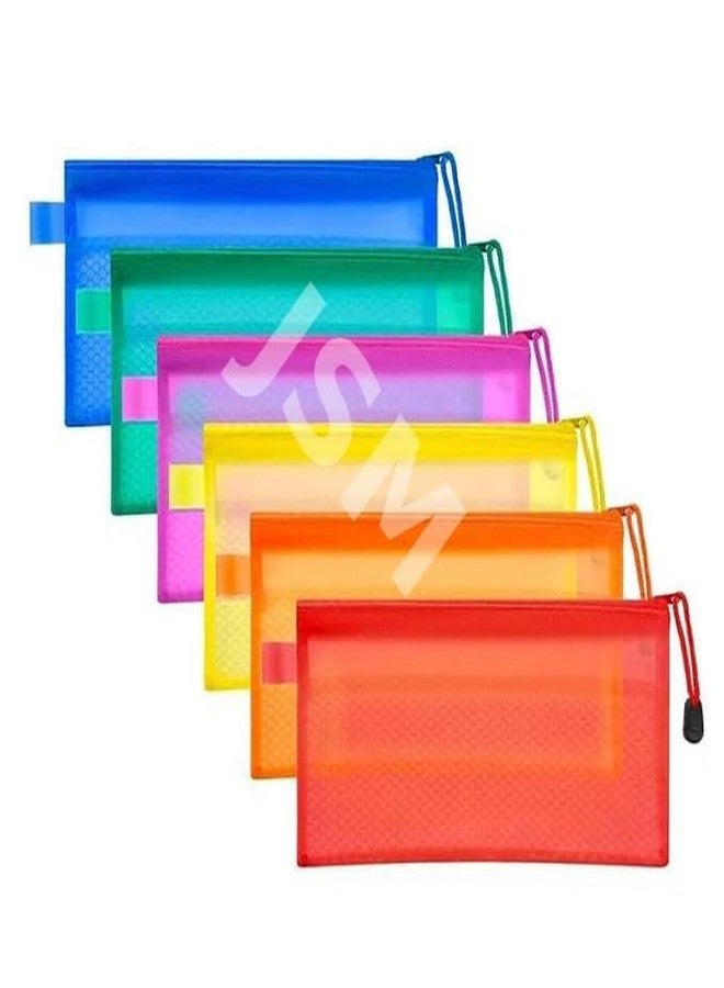 JSMSH Multipurpose Waterproof Zipper Pouches Document Holder/Pen Pencil Case/Stationery Storage Bags/Cosmetic Pouch/Travel Organizer (Multicolour, Cheque Size)(Pack of 5) - Image 1